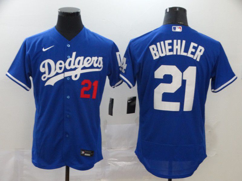 Men Los Angeles Dodgers #21 Buehler Blue Nike Elite MLB Jerseys